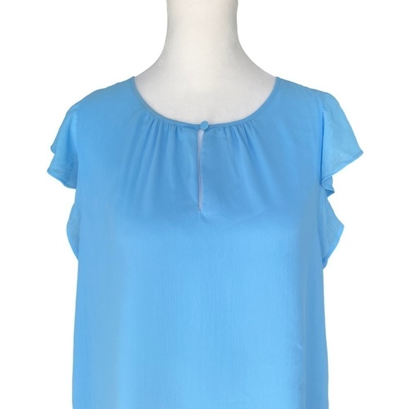 J. Crew - NWT Flutter Sleeve Key Hole Blouse Top Sz M - Picture 4 of 8